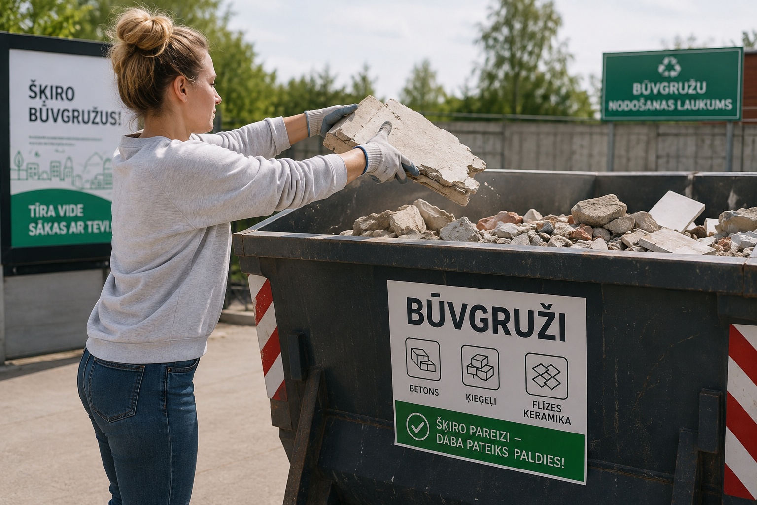 Pētījums: sievietes būvgružus šķiro biežāk un retāk izmet sadzīves konteineros nekā vīrieši